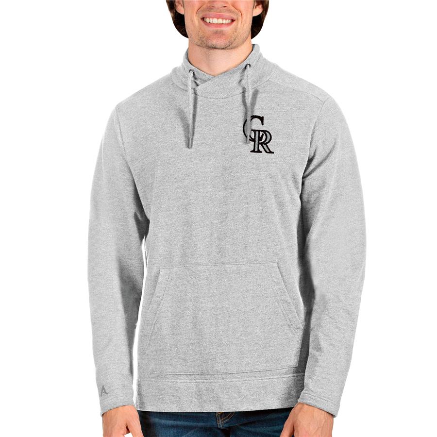Colorado Rockies Antigua Team Reward Pullover Sweatshirt - Heathered Gray