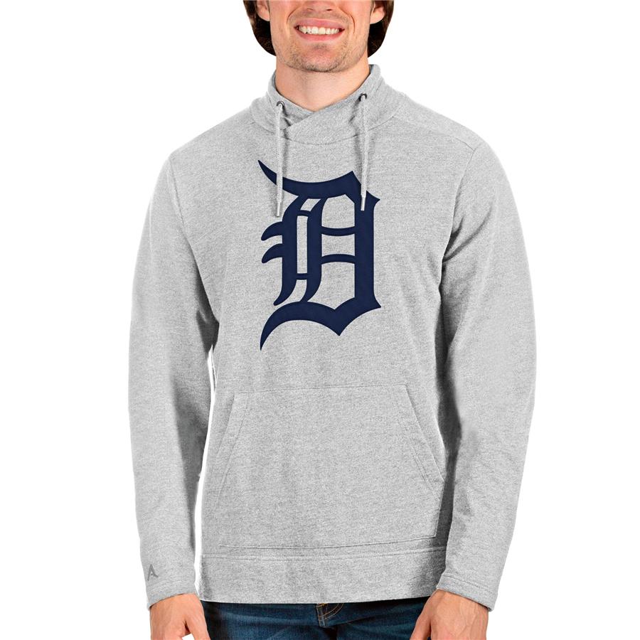 Detroit Tigers Antigua Reward Pullover Sweatshirt - Heathered Gray