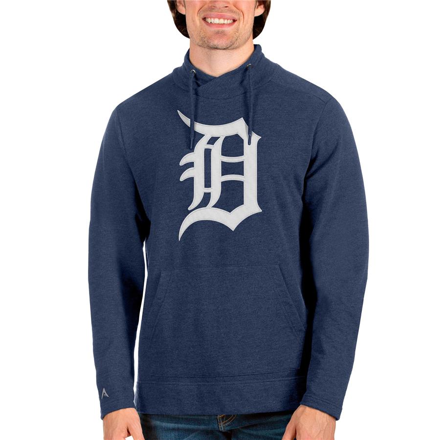 Detroit Tigers Antigua Reward Pullover Sweatshirt - Heathered Navy
