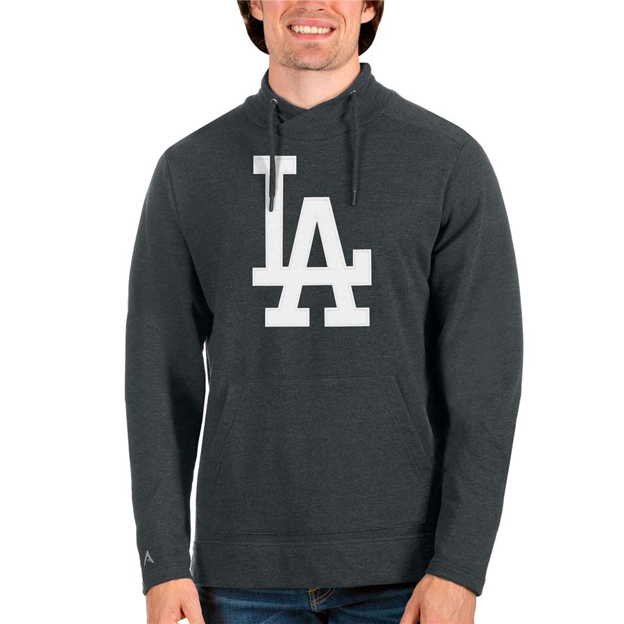 Los Angeles Dodgers Antigua Reward Pullover Sweatshirt - Heathered Charcoal