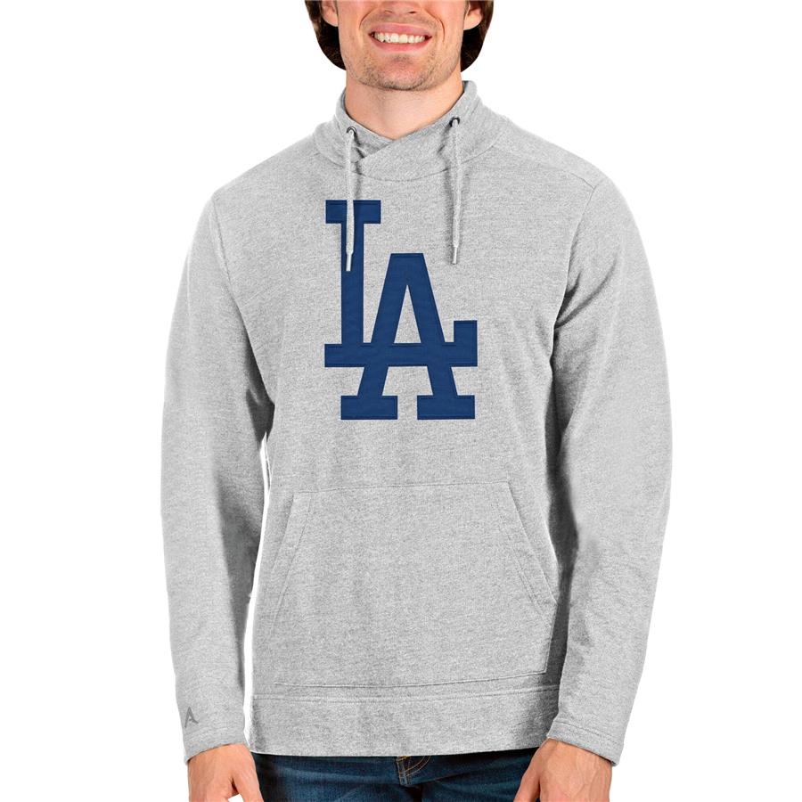 Los Angeles Dodgers Antigua Reward Pullover Sweatshirt - Heathered Gray