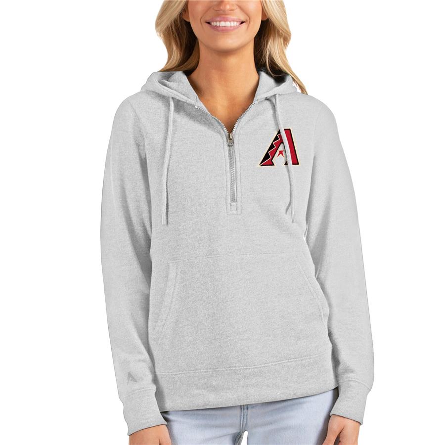 Arizona Diamondbacks Antigua Women's Action Half-Zip Pullover Hoodie - Heathered Gray