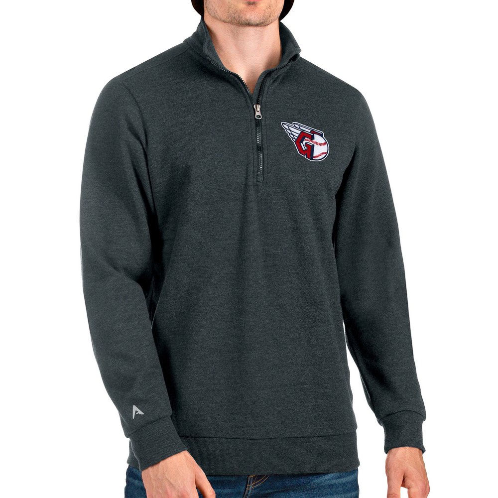Cleveland Guardians Antigua Action Quarter-Zip Pullover Sweatshirt - Heathered Charcoal