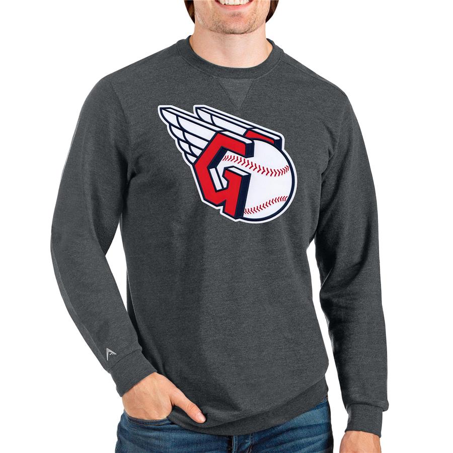 Cleveland Guardians Antigua Team Reward Crewneck Pullover Sweatshirt - Heathered Charcoal