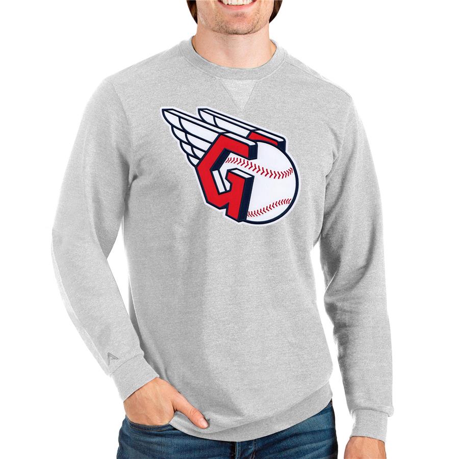 Cleveland Guardians Antigua Team Reward Crewneck Pullover Sweatshirt - Heathered Gray