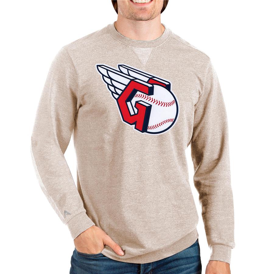 Cleveland Guardians Antigua Team Reward Crewneck Pullover Sweatshirt - Oatmeal