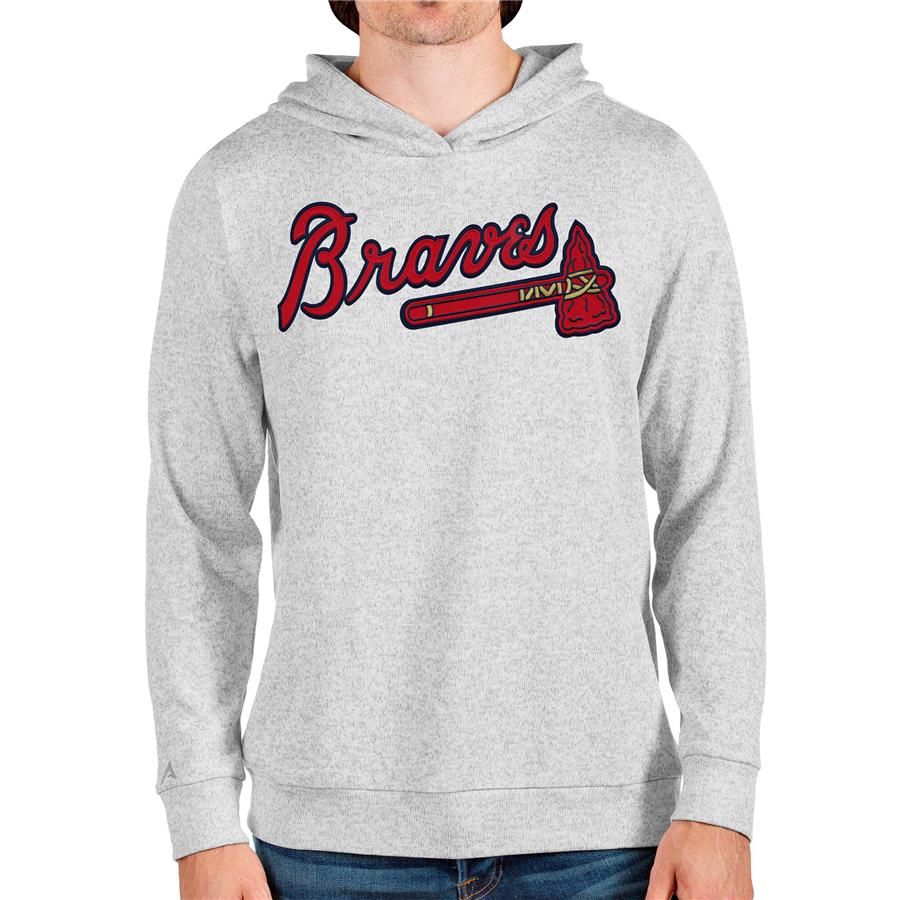 Atlanta Braves Antigua Team Logo Absolute Pullover Hoodie - Heathered Gray
