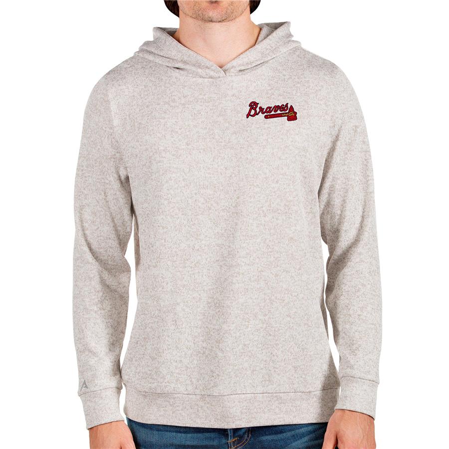 Atlanta Braves Antigua Absolute Pullover Hoodie - Oatmeal