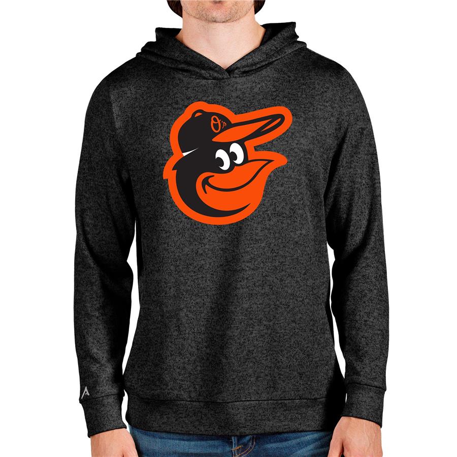 Baltimore Orioles Antigua Team Logo Absolute Pullover Hoodie - Heathered Black