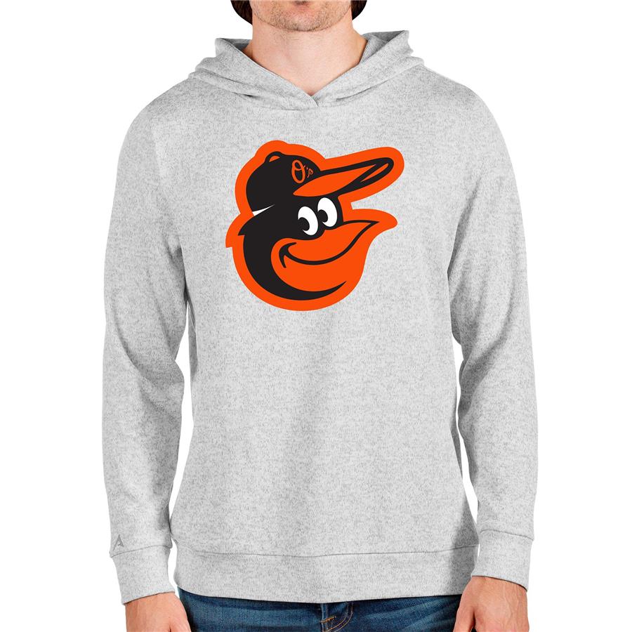 Baltimore Orioles Antigua Team Logo Absolute Pullover Hoodie - Heathered Gray