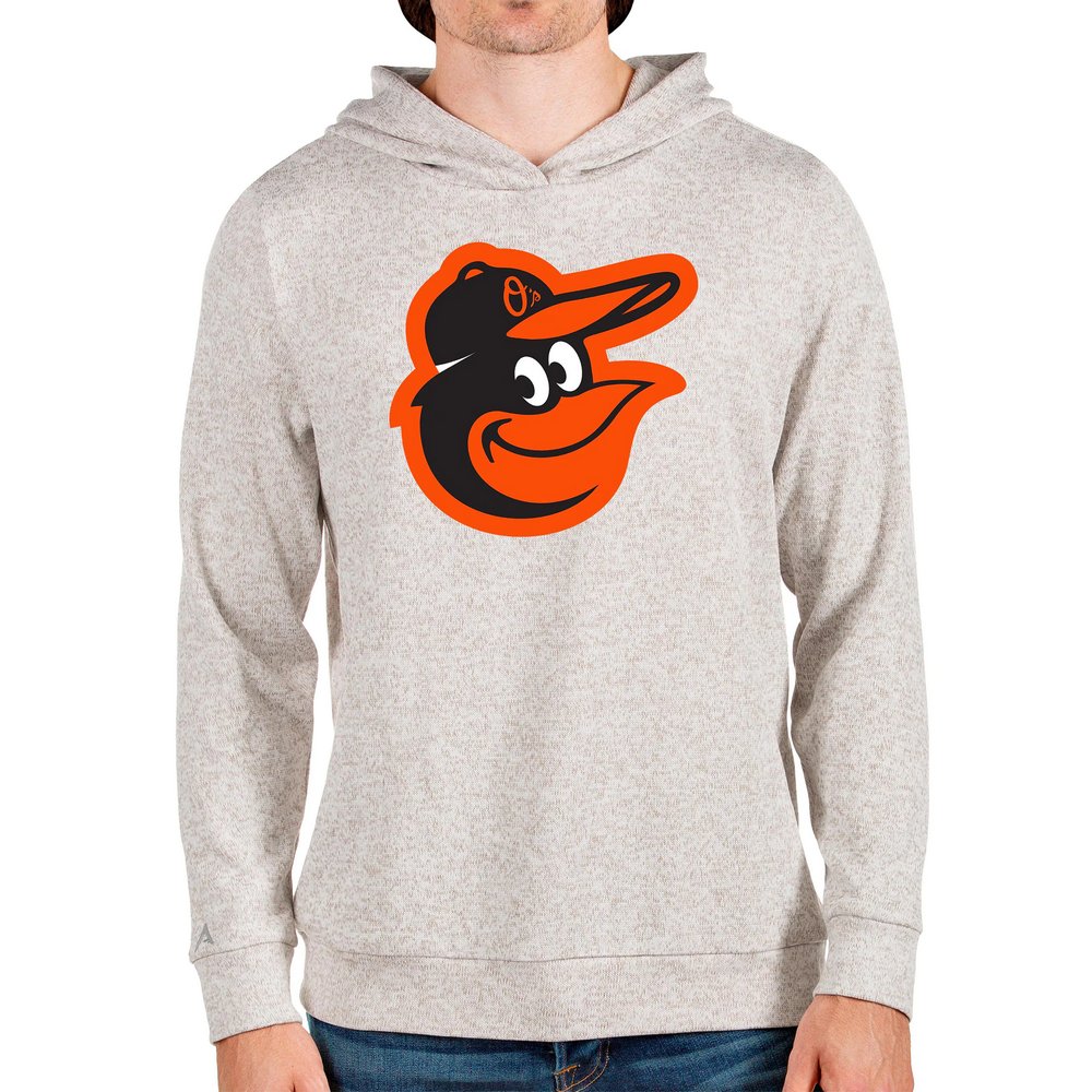 Baltimore Orioles Antigua Team Logo Absolute Pullover Hoodie - Oatmeal