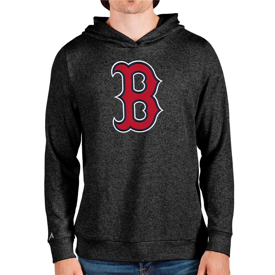 Boston Red Sox Antigua Team Logo Absolute Pullover Hoodie - Heathered Black