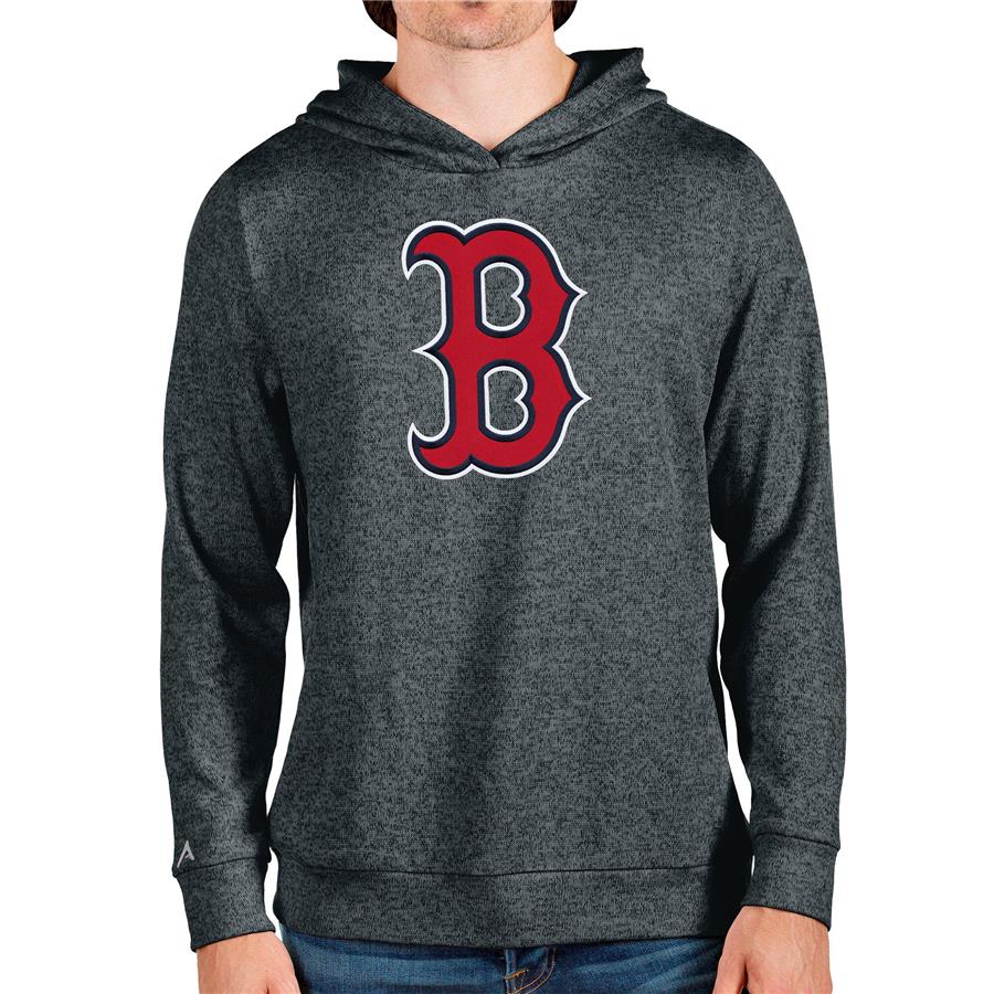 Boston Red Sox Antigua Team Logo Absolute Pullover Hoodie - Heathered Charcoal