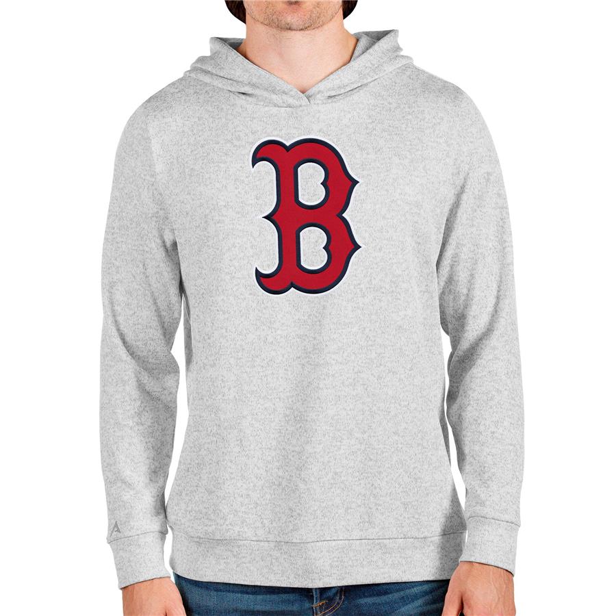 Boston Red Sox Antigua Team Logo Absolute Pullover Hoodie - Heathered Gray