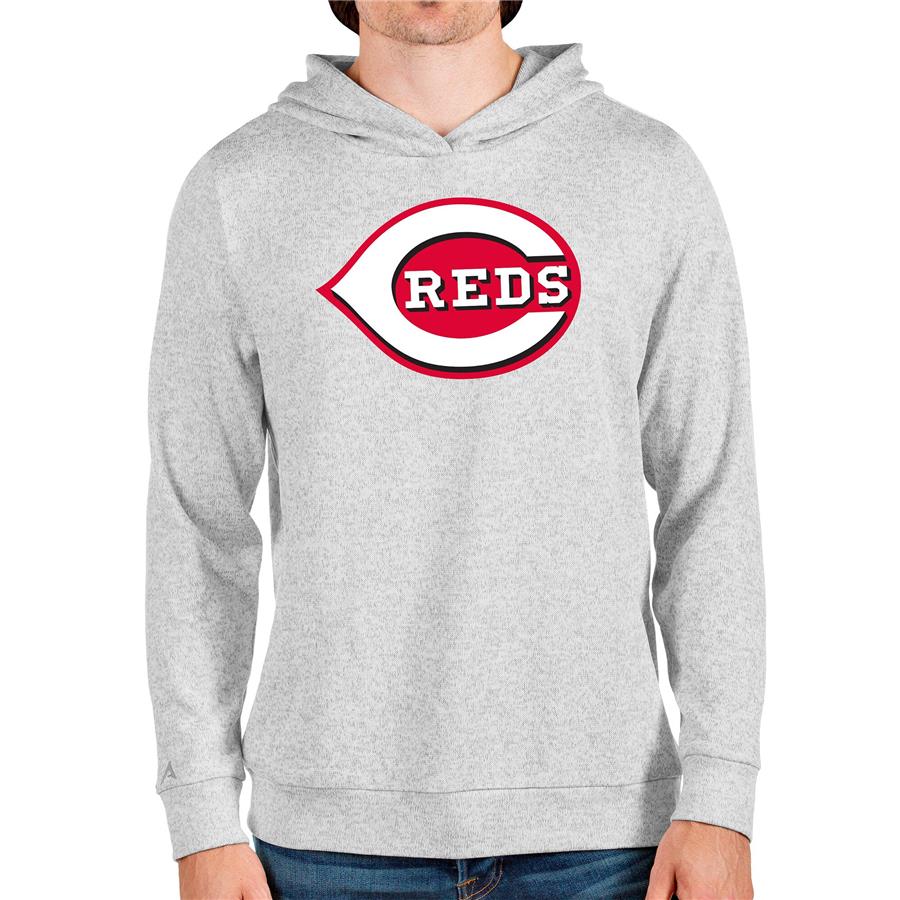 Cincinnati Reds Antigua Team Logo Absolute Pullover Hoodie - Heathered Gray