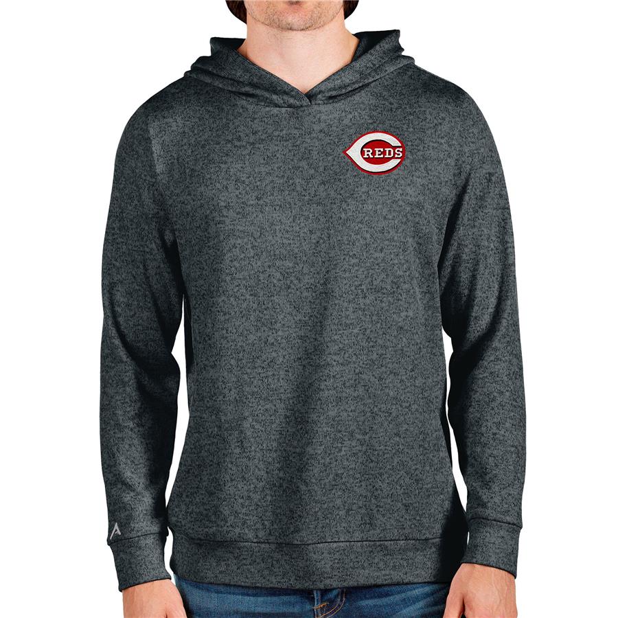 Cincinnati Reds Antigua Absolute Pullover Hoodie - Heathered Charcoal