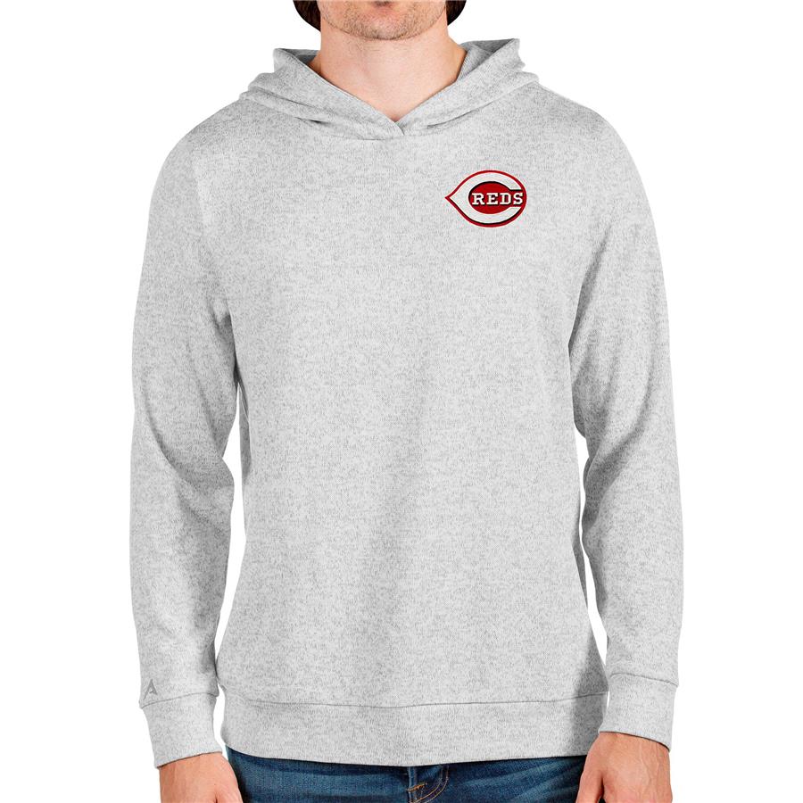 Cincinnati Reds Antigua Absolute Pullover Hoodie - Heathered Gray