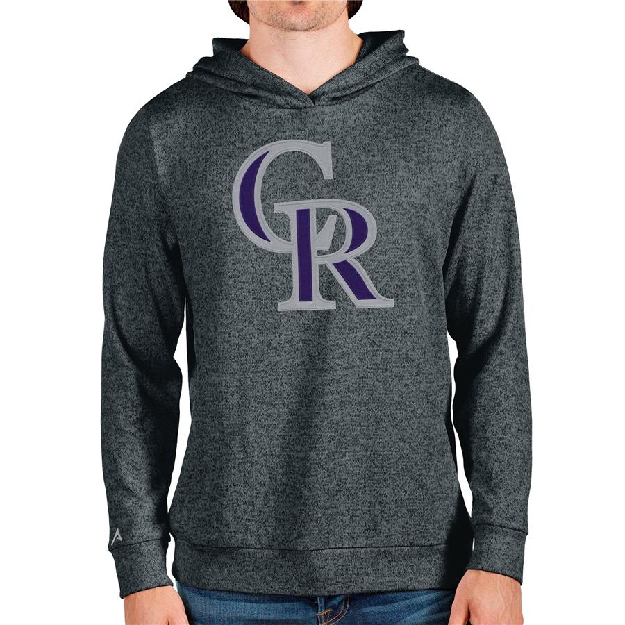 Colorado Rockies Antigua Team Logo Absolute Pullover Hoodie - Heathered Charcoal