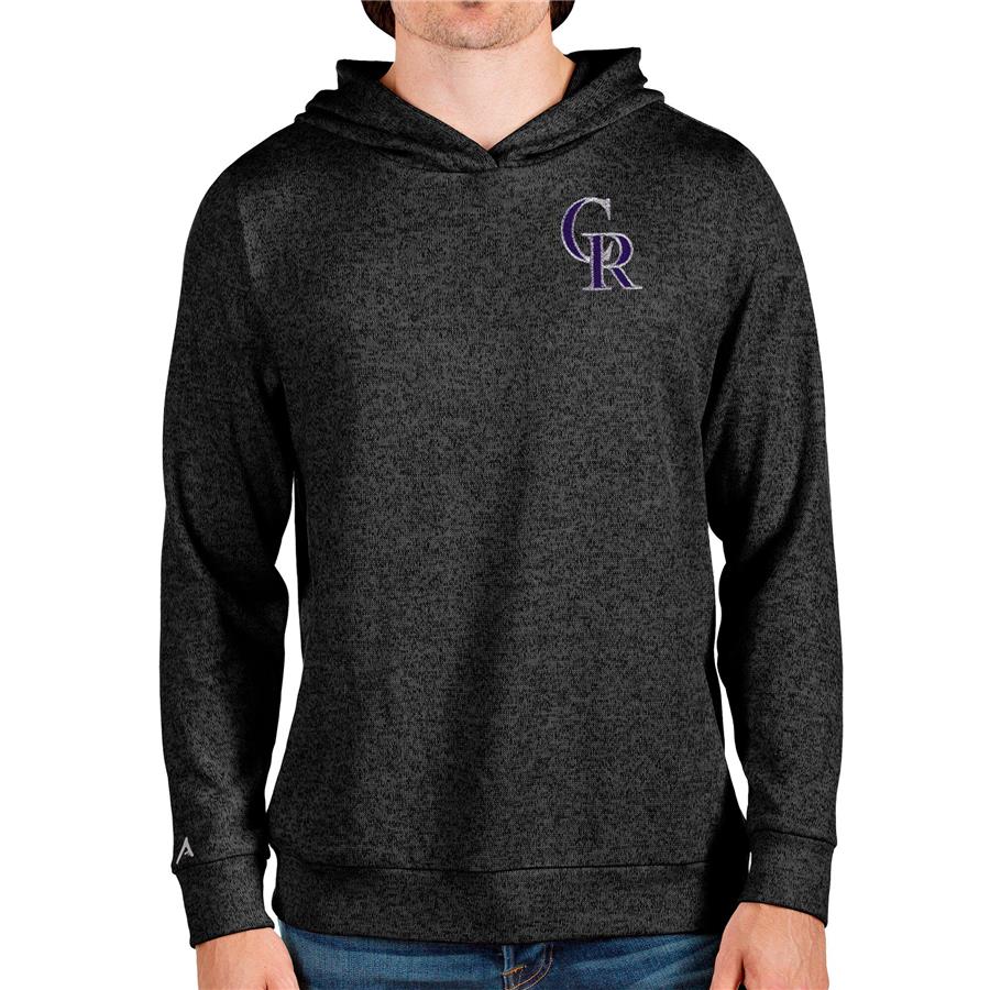 Colorado Rockies Antigua Absolute Pullover Hoodie - Heathered Black