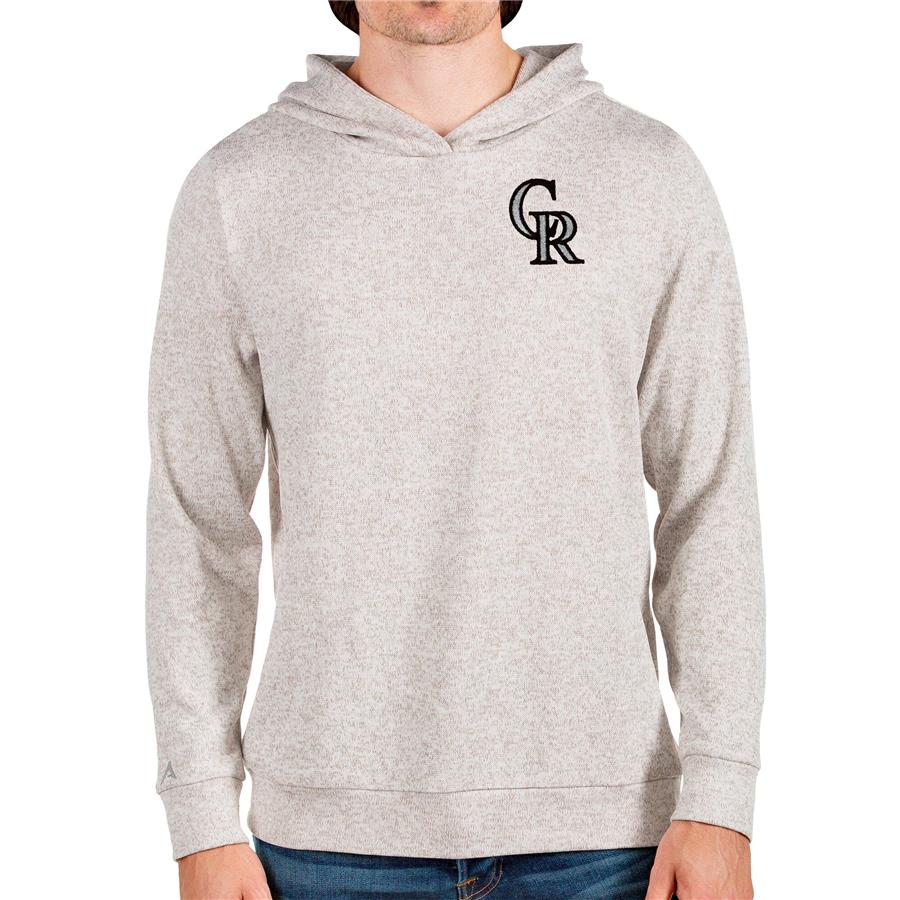 Colorado Rockies Antigua Absolute Pullover Hoodie - Oatmeal