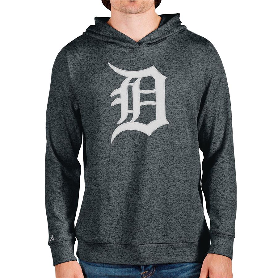 Detroit Tigers Antigua Team Logo Absolute Pullover Hoodie - Heathered Charcoal