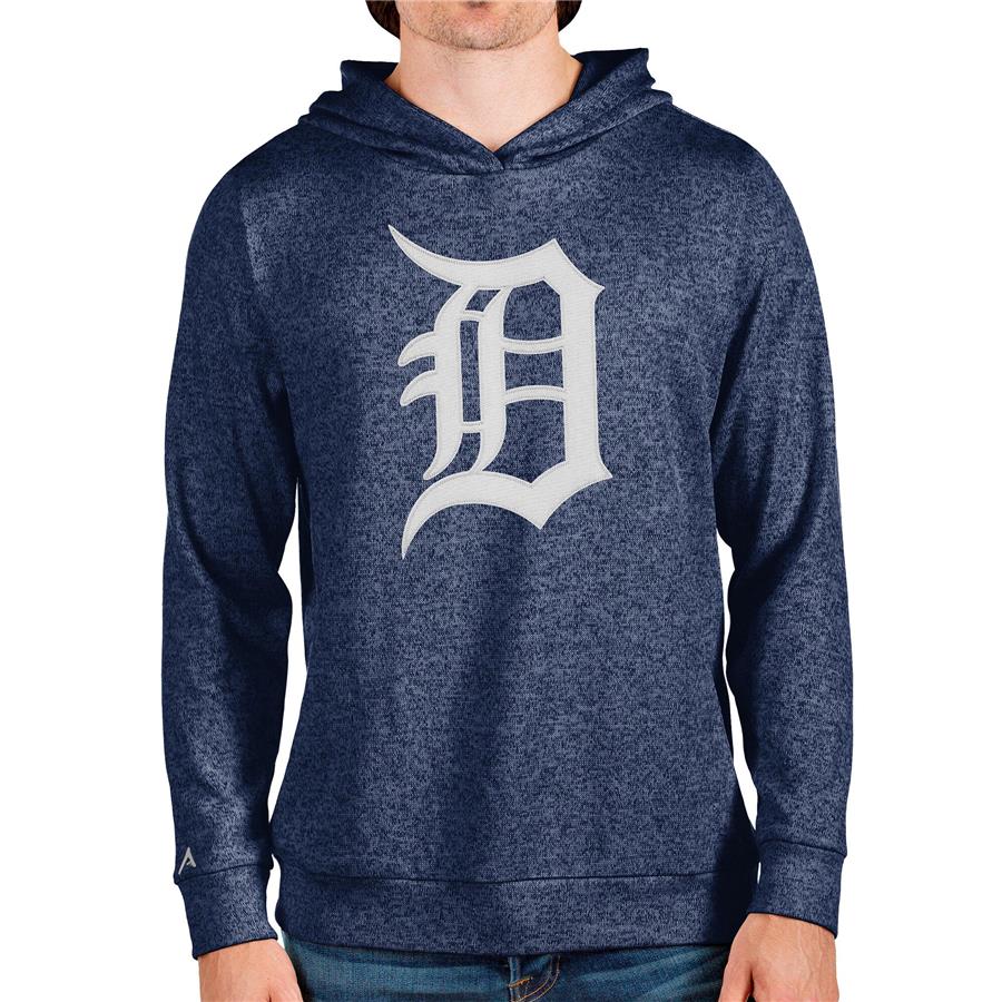 Detroit Tigers Antigua Team Logo Absolute Pullover Hoodie - Heathered Navy