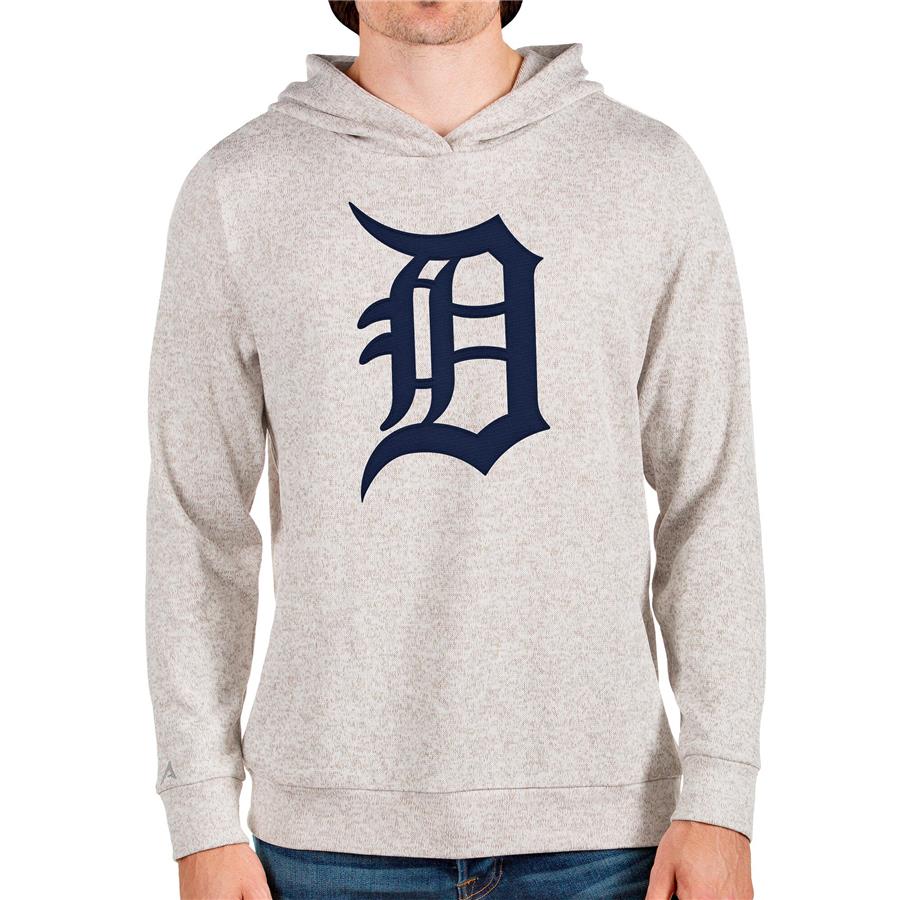 Detroit Tigers Antigua Team Logo Absolute Pullover Hoodie - Oatmeal