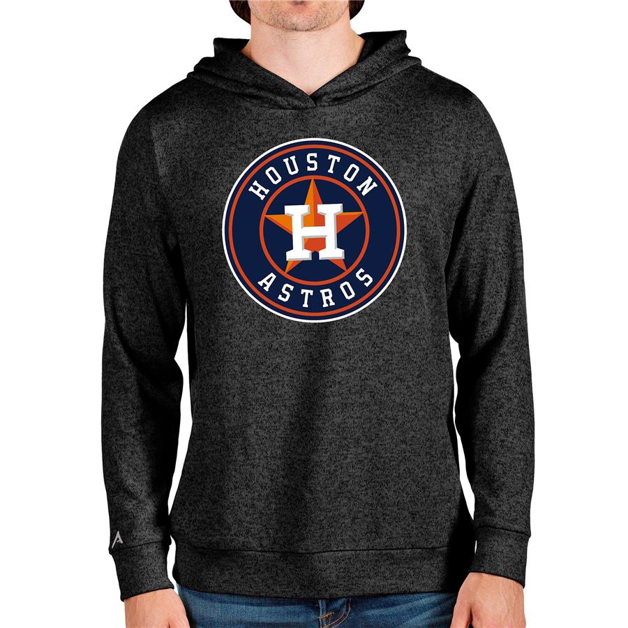 Houston Astros Antigua Team Logo Absolute Pullover Hoodie - Heathered Black