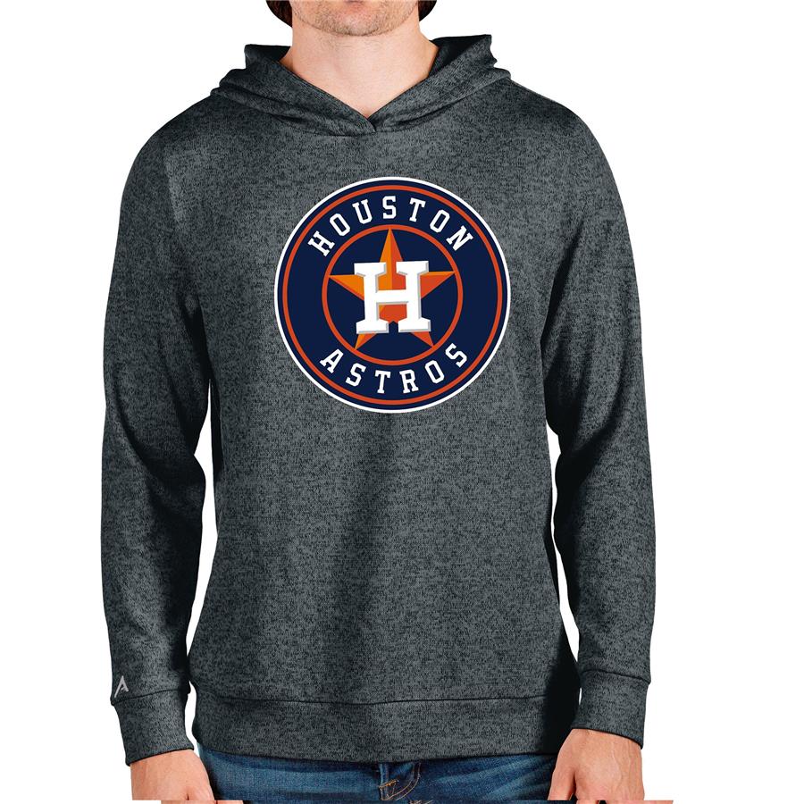 Houston Astros Antigua Team Logo Absolute Pullover Hoodie - Heathered Charcoal