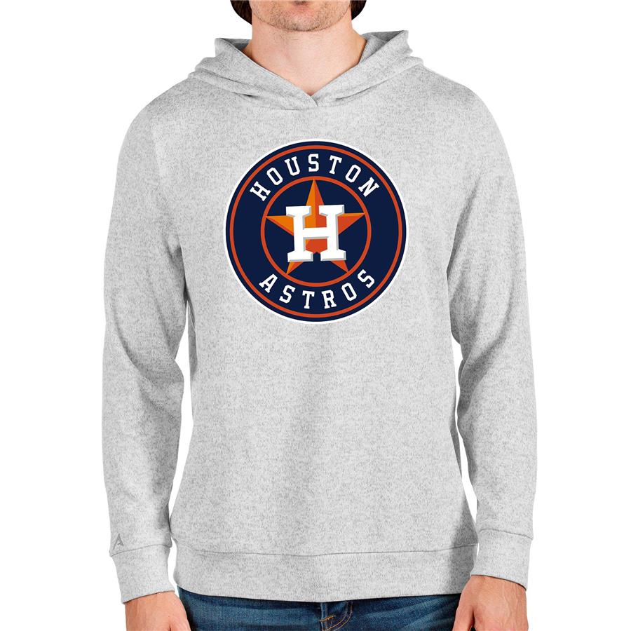 Houston Astros Antigua Team Logo Absolute Pullover Hoodie - Heathered Gray