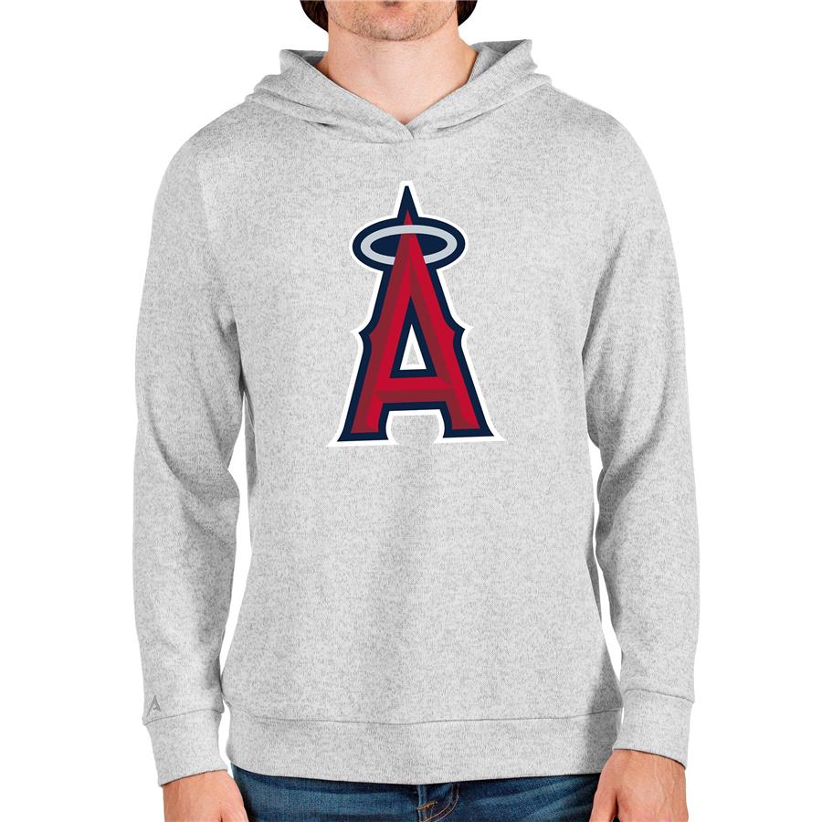Los Angeles Angels Antigua Team Logo Absolute Pullover Hoodie - Heathered Gray