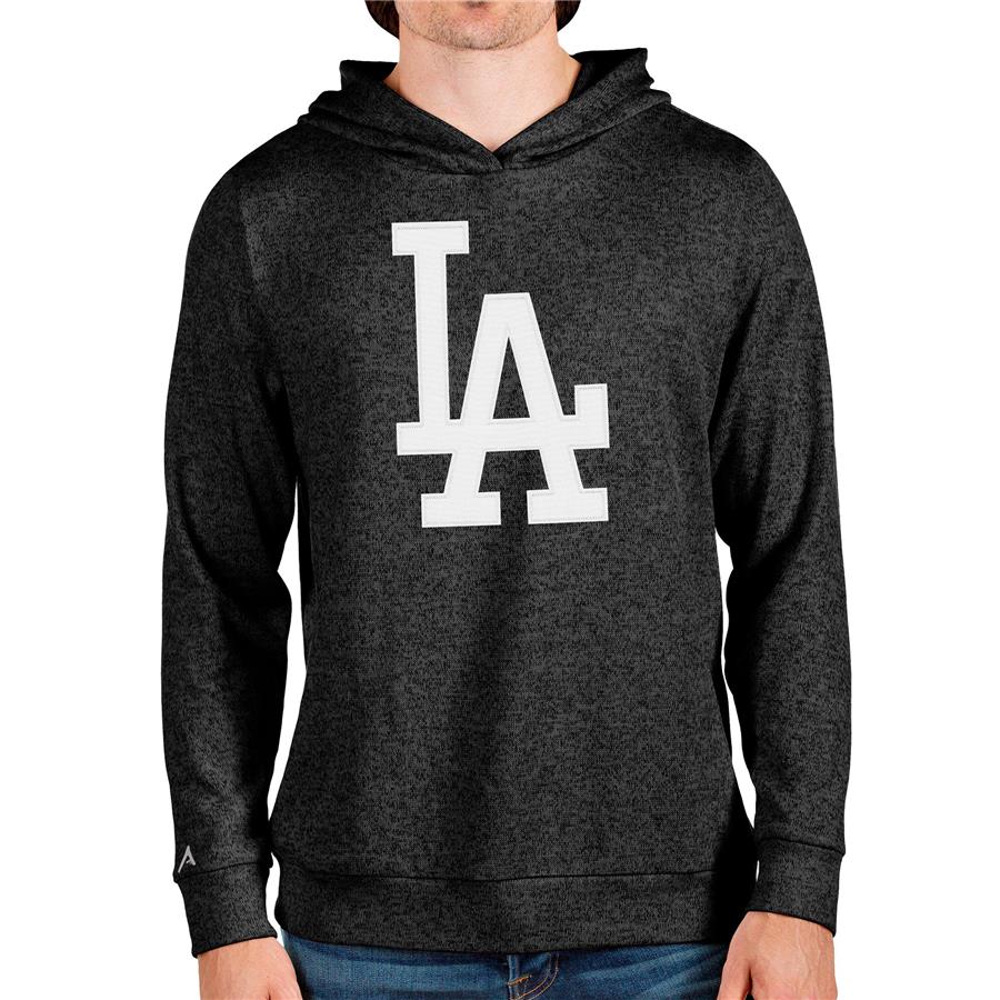 Los Angeles Dodgers Antigua Team Logo Absolute Pullover Hoodie - Heathered Black
