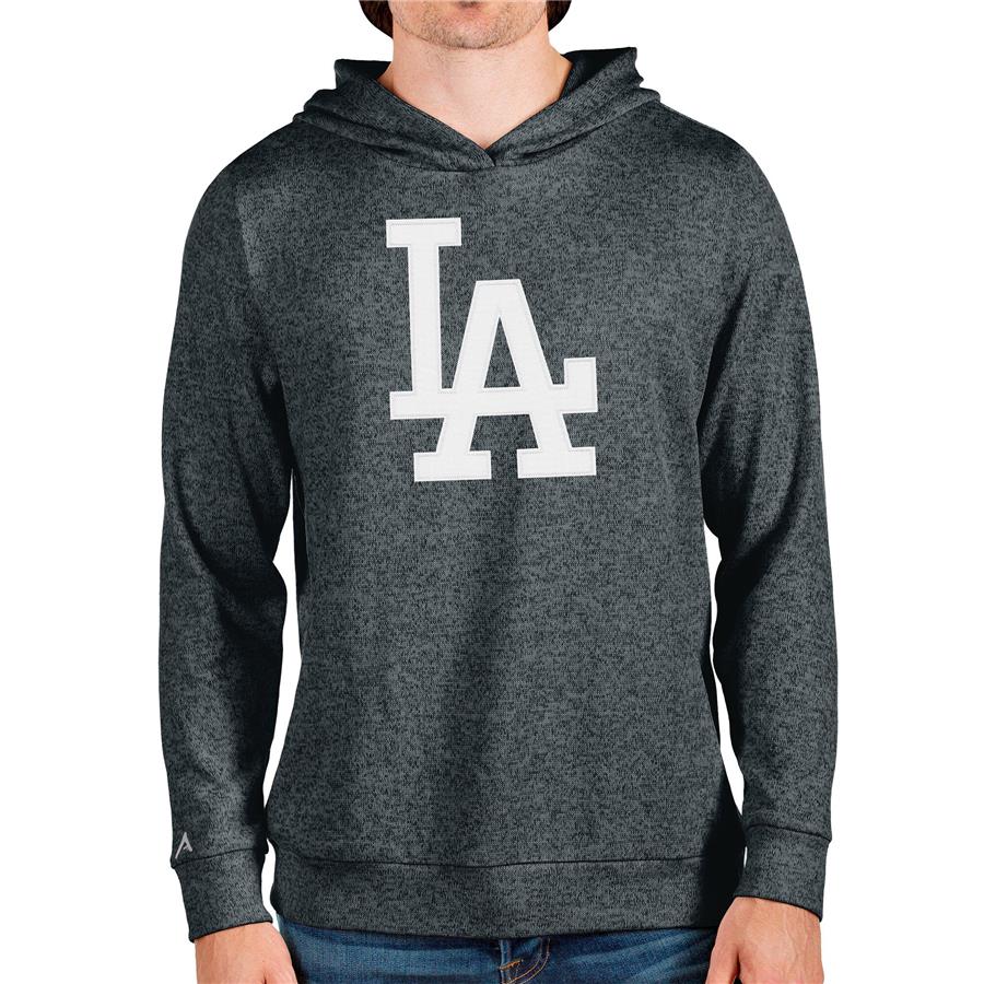 Los Angeles Dodgers Antigua Team Logo Absolute Pullover Hoodie - Heathered Charcoal