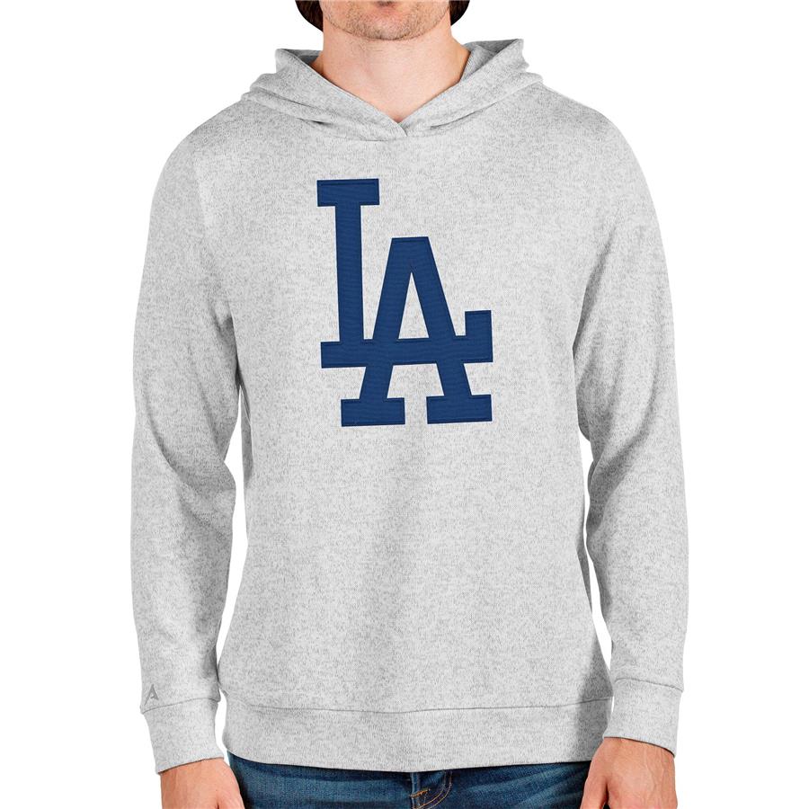 Los Angeles Dodgers Antigua Team Logo Absolute Pullover Hoodie - Heathered Gray