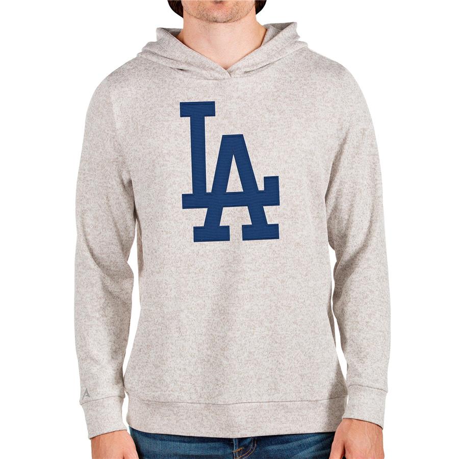 Los Angeles Dodgers Antigua Team Logo Absolute Pullover Hoodie - Oatmeal