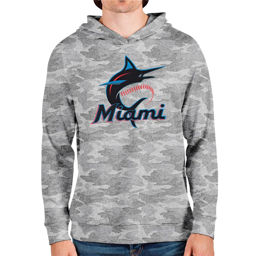 Miami Marlins Antigua Team Logo Absolute Pullover Hoodie - Camo