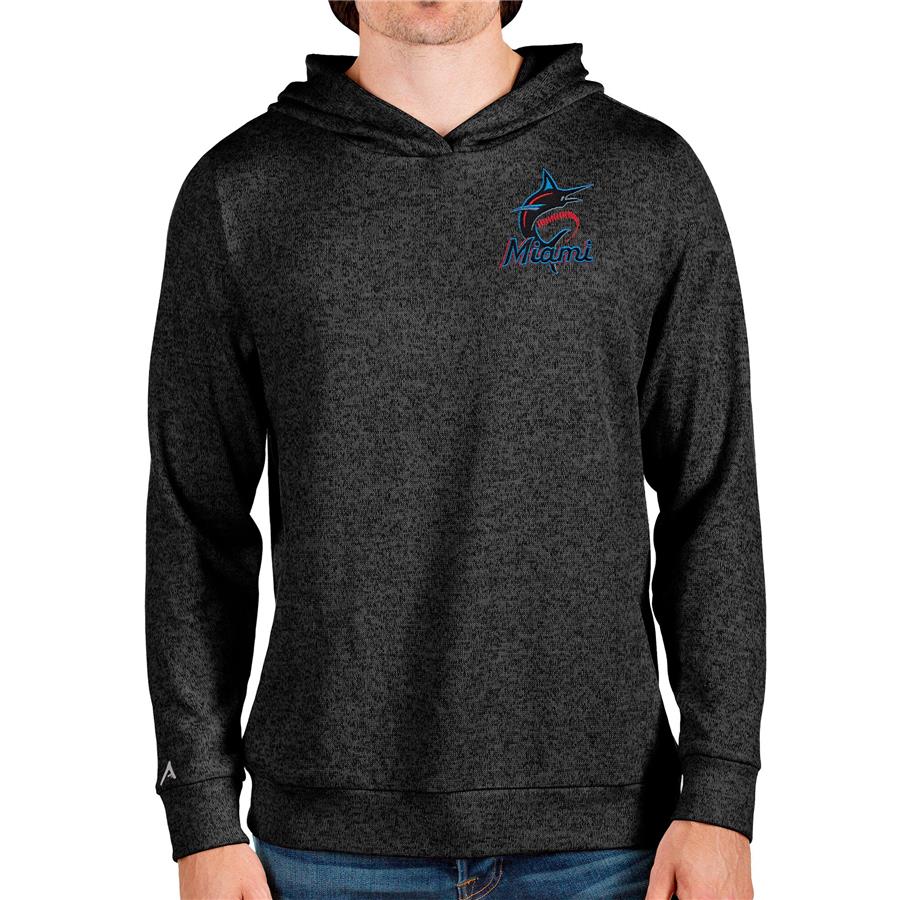 Miami Marlins Antigua Absolute Pullover Hoodie - Heathered Black