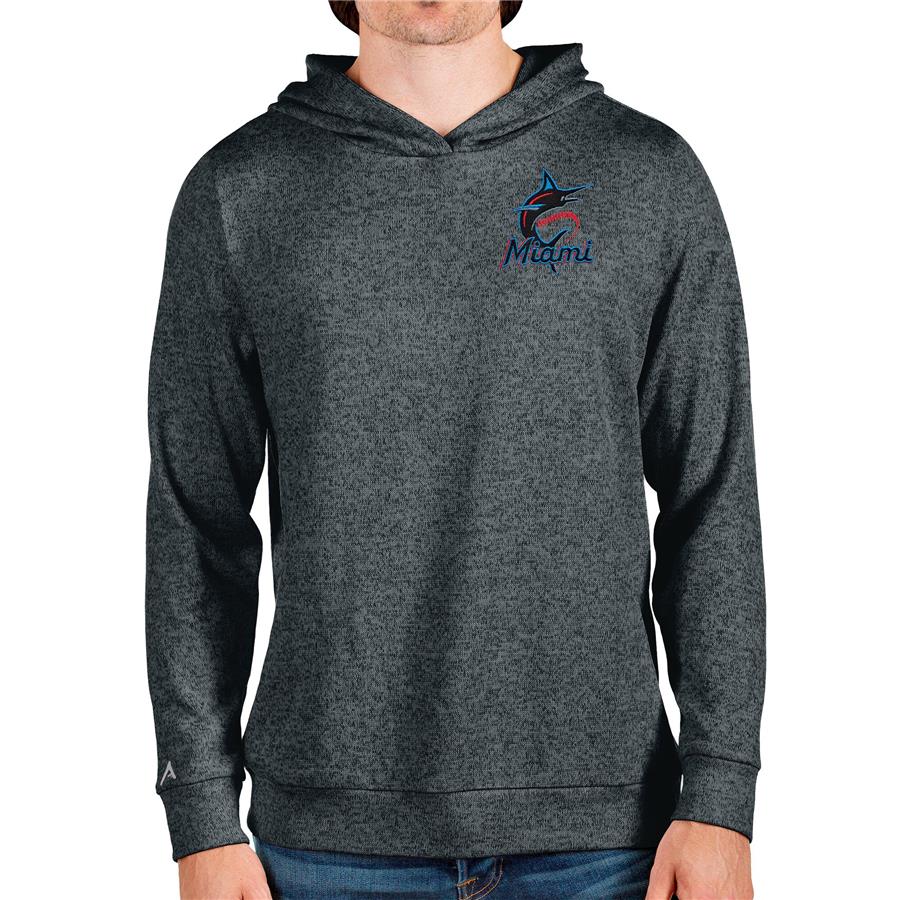 Miami Marlins Antigua Absolute Pullover Hoodie - Heathered Charcoal