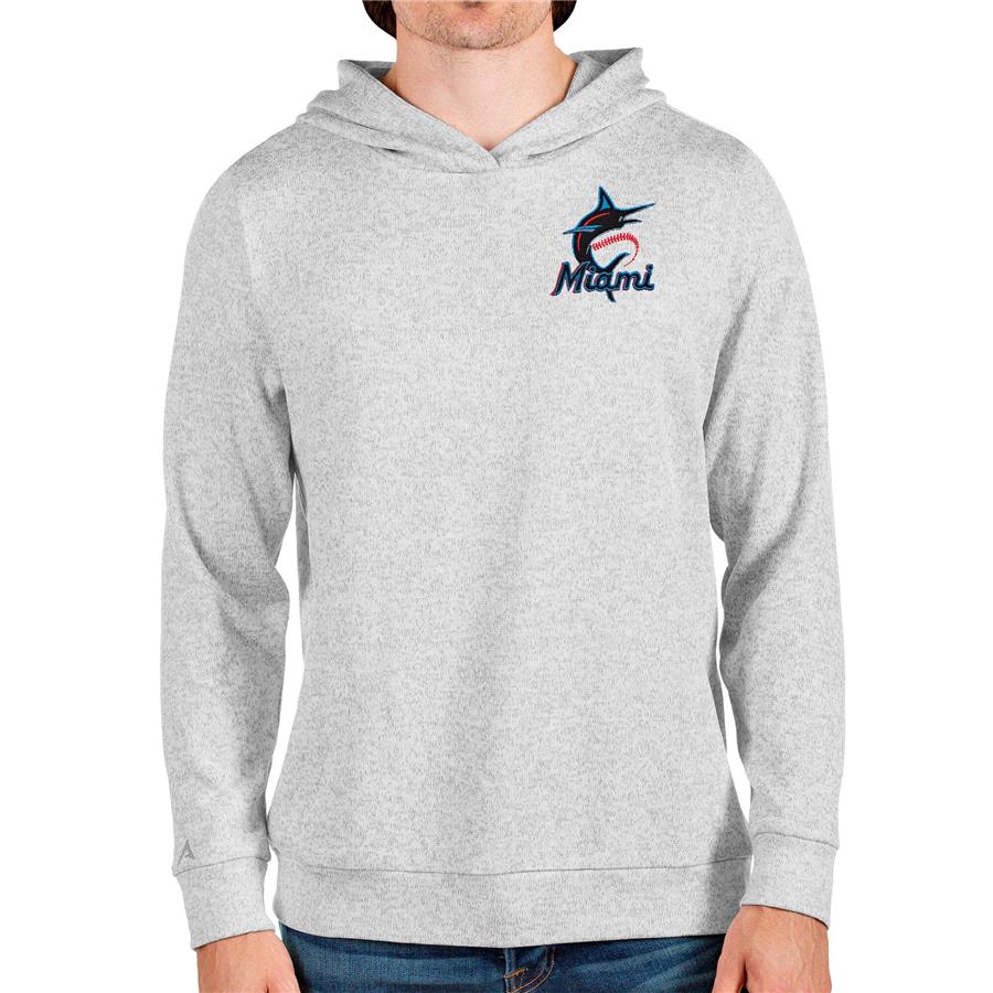 Miami Marlins Antigua Absolute Pullover Hoodie - Heathered Gray