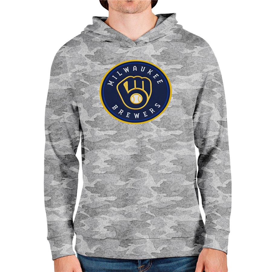 Milwaukee Brewers Antigua Team Logo Absolute Pullover Hoodie - Camo