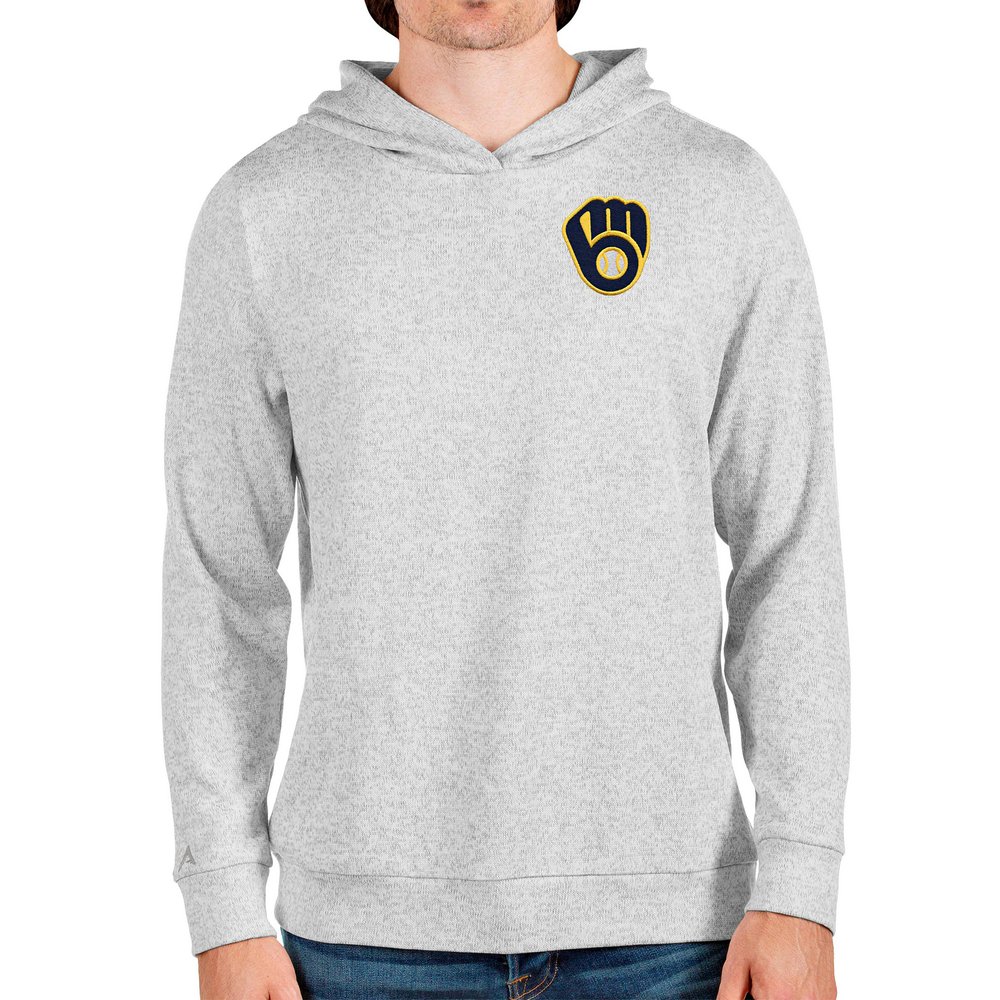 Milwaukee Brewers Antigua Absolute Pullover Hoodie - Heathered Gray