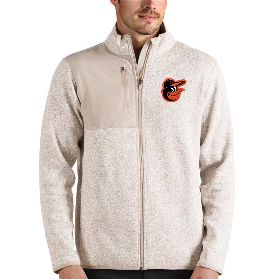 Baltimore Orioles Antigua Fortune Full-Zip Jacket - Oatmeal