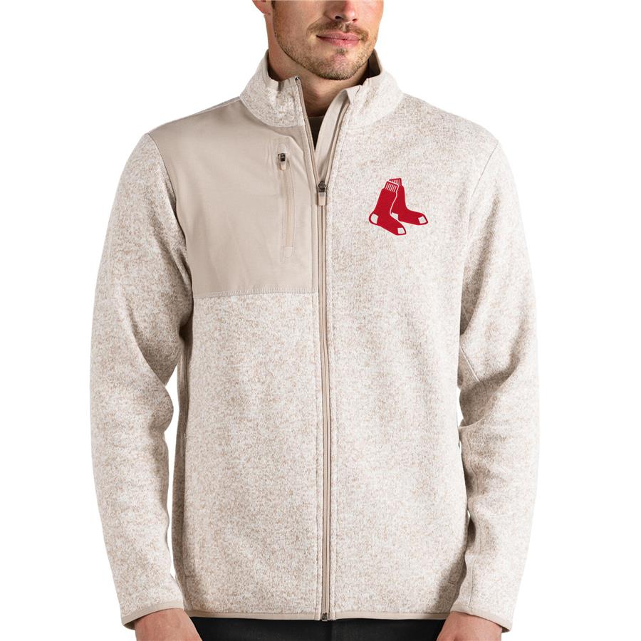 Boston Red Sox Antigua Fortune Full-Zip Jacket - Oatmeal