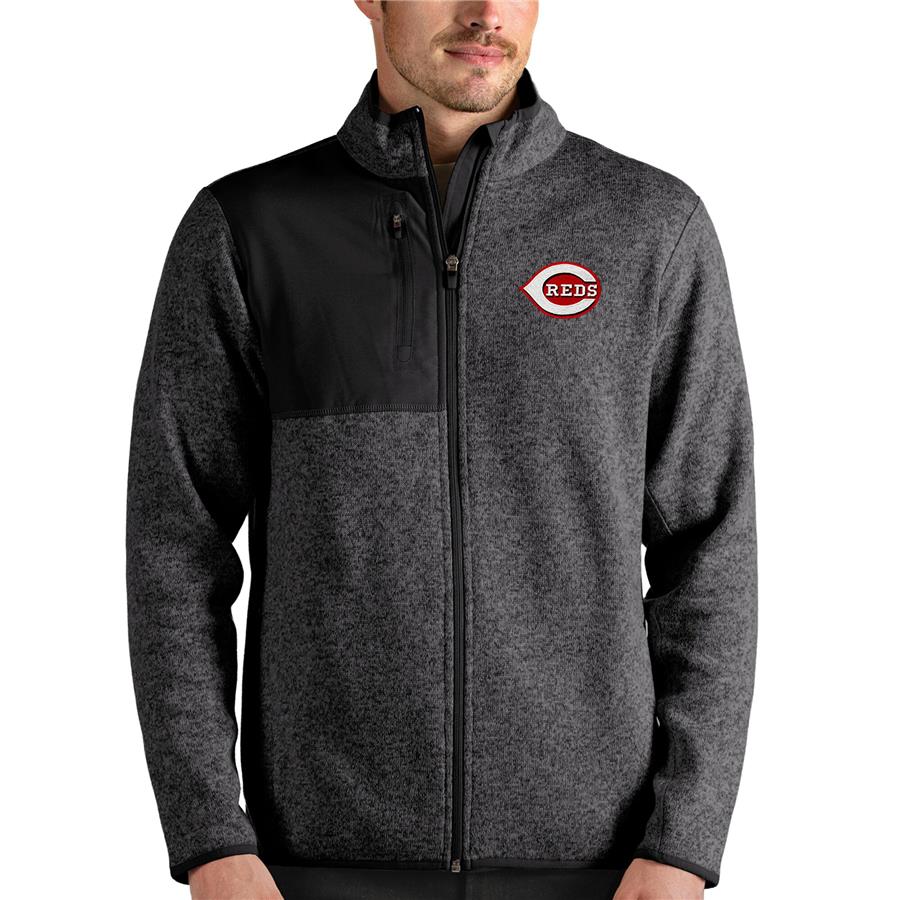 Cincinnati Reds Antigua Fortune Full-Zip Jacket - Heathered Charcoal