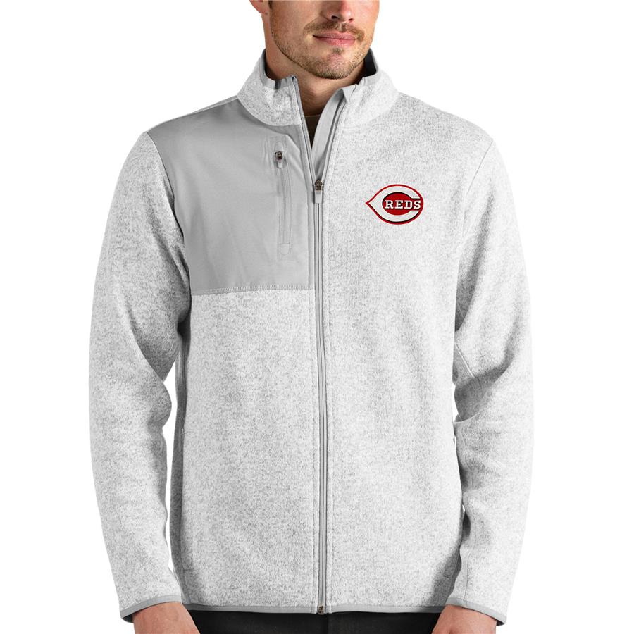 Cincinnati Reds Antigua Fortune Full-Zip Jacket - Heathered Gray