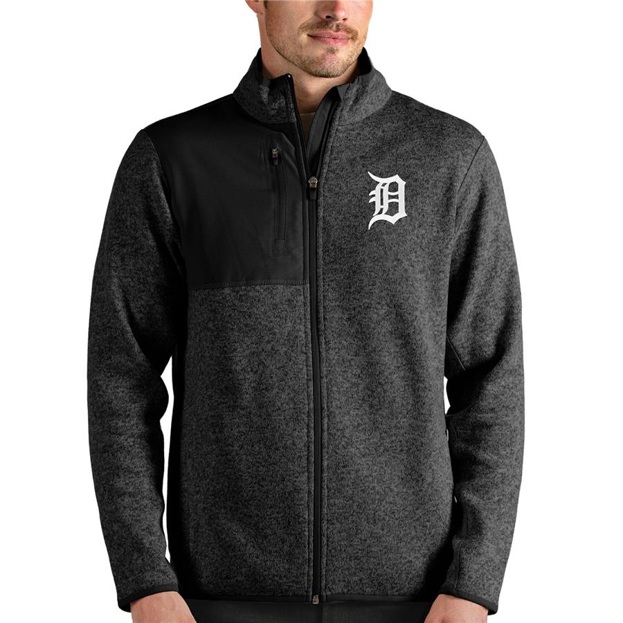 Detroit Tigers Antigua Fortune Full-Zip Jacket - Heathered Black