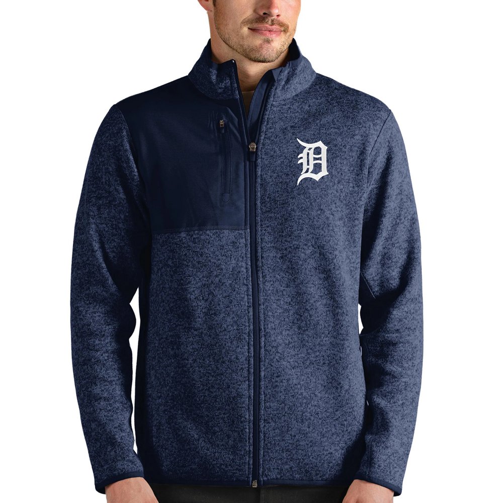 Detroit Tigers Antigua Fortune Full-Zip Jacket - Heathered Navy