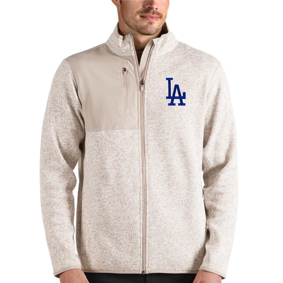 Los Angeles Dodgers Antigua Fortune Full-Zip Jacket - Oatmeal