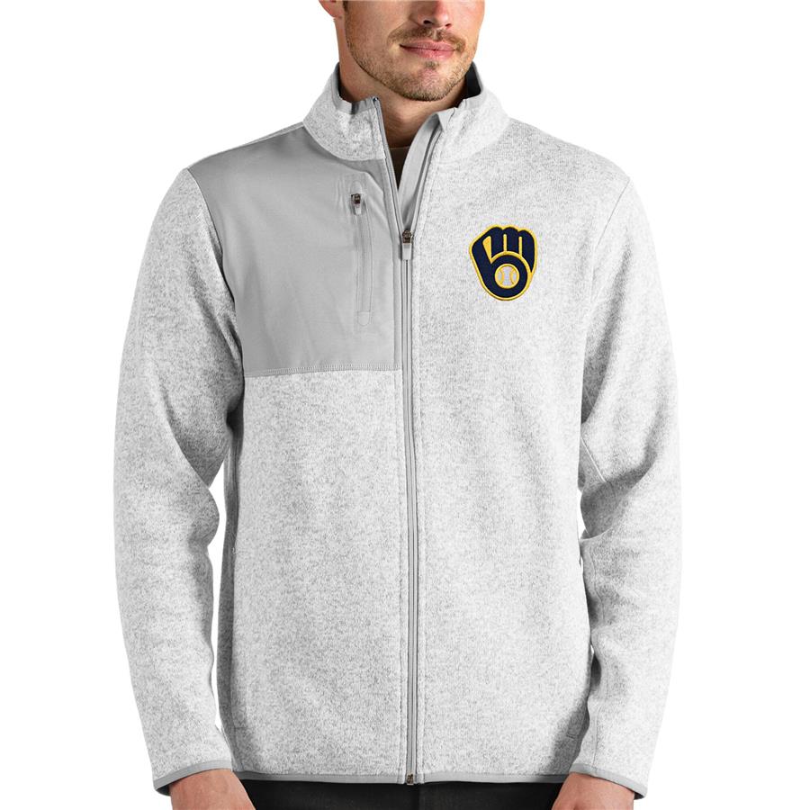 Milwaukee Brewers Antigua Fortune Full-Zip Jacket - Heathered Gray