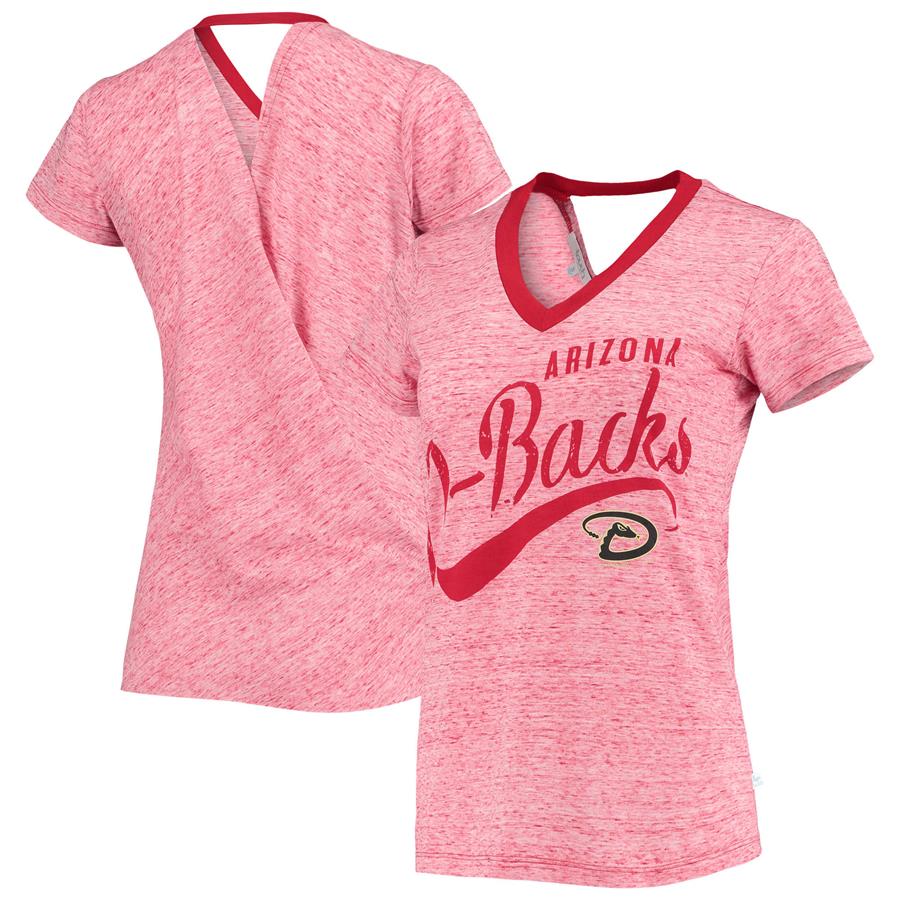 Arizona Diamondbacks Touch Women's Hail Mary Back Wrap Space-Dye V-Neck T-Shirt - Red